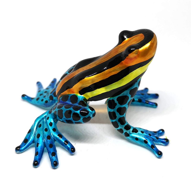 ZOOCRAFT Hand-Blown Glass Frog Figurine - Miniature Poison Dart Frog, Orange & Blue - Artistic Table Decor and Gardening Gift - Image 4